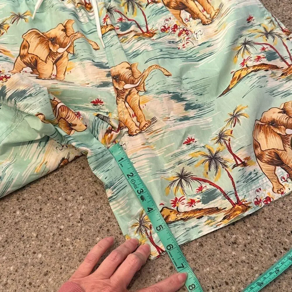 POLO RALPH LAUREN Vintage 90s Tropical Elephant Print Swim Trunks XL